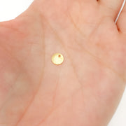 Gold-plated sterling silver brushed round flat disc charm with a single hole